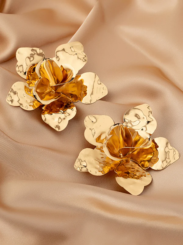 Flower Shape Solid Color Drop Earrings - Image 5