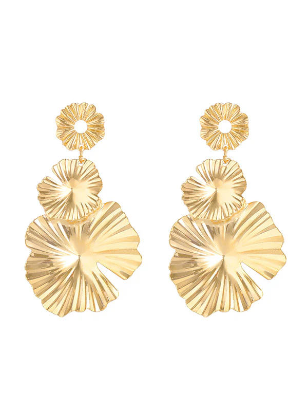 Flower Shape Solid Color Drop Earrings - Image 2