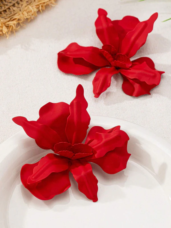 Flower Shape Solid Color Earrings Accessories - Image 10