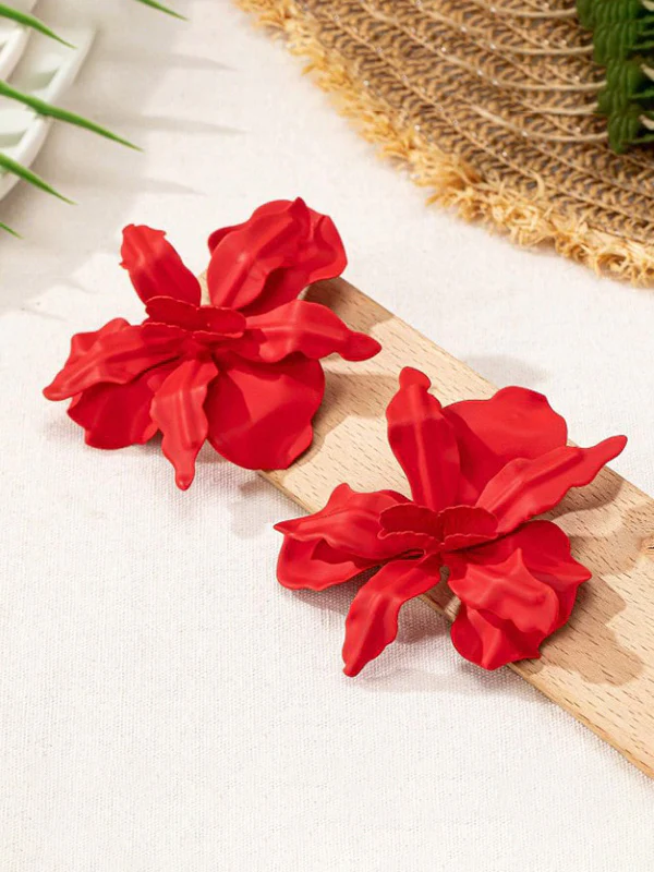 Flower Shape Solid Color Earrings Accessories - Image 11