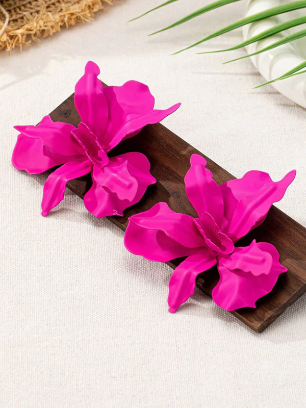 Flower Shape Solid Color Earrings Accessories - Image 12