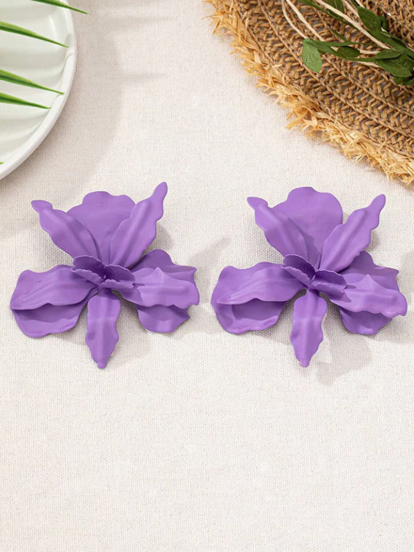 Flower Shape Solid Color Earrings Accessories - Image 16