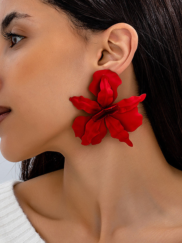 Flower Shape Solid Color Earrings Accessories - Image 2