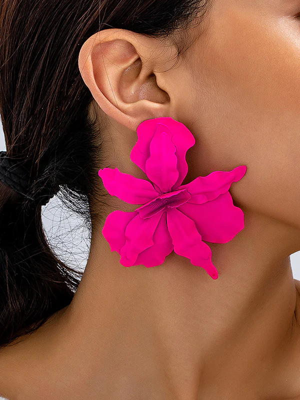 Flower Shape Solid Color Earrings Accessories - Image 3