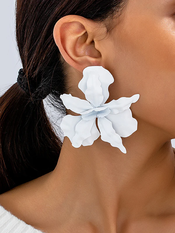 Flower Shape Solid Color Earrings Accessories - Image 4