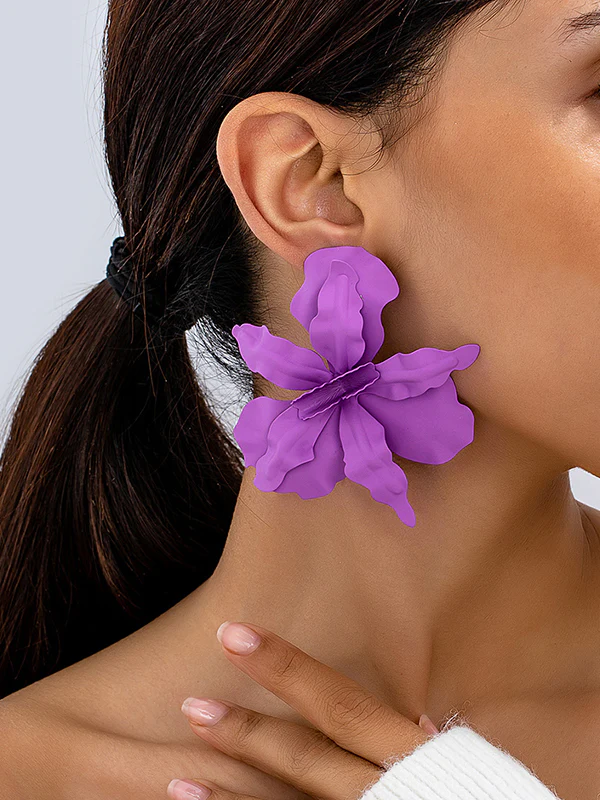 Flower Shape Solid Color Earrings Accessories - Image 6