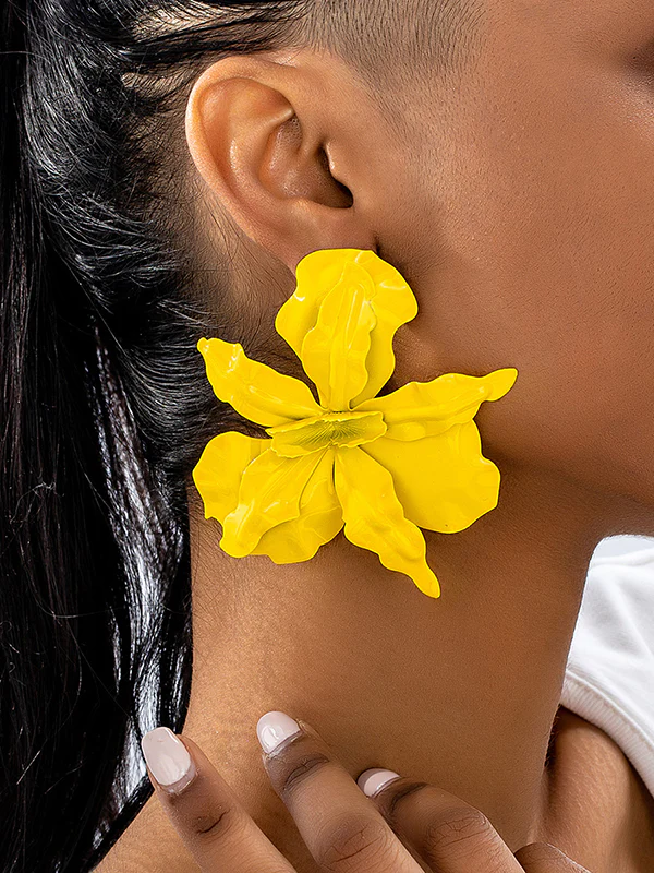 Flower Shape Solid Color Earrings Accessories - Image 7