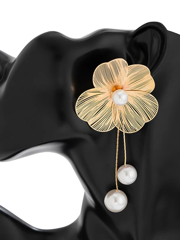 Flower Shape Tasseled Drop Earrings - Image 7