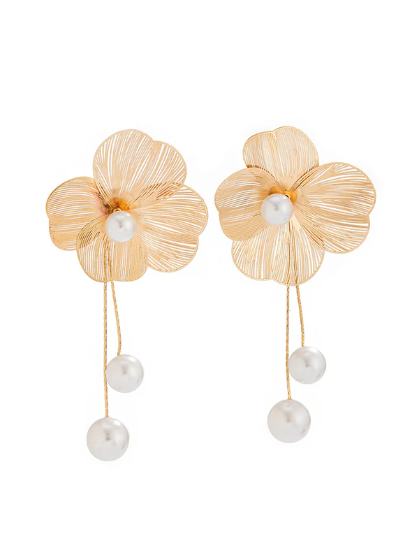 Flower Shape Tasseled Drop Earrings - Image 8