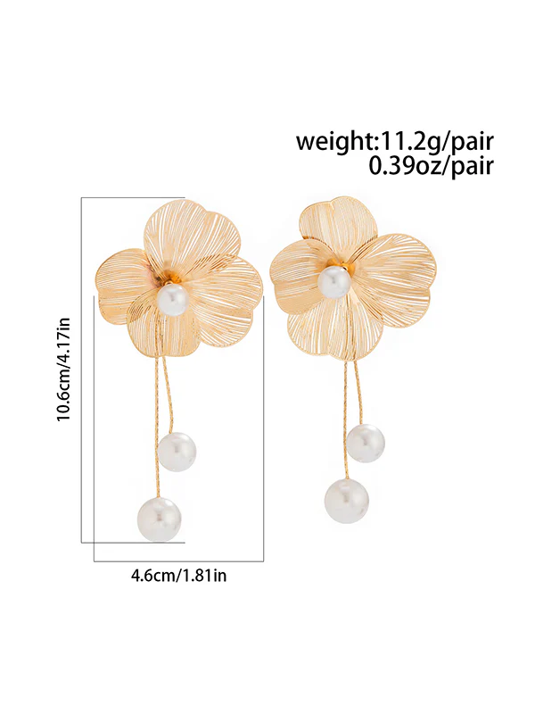 Flower Shape Tasseled Drop Earrings - Image 9