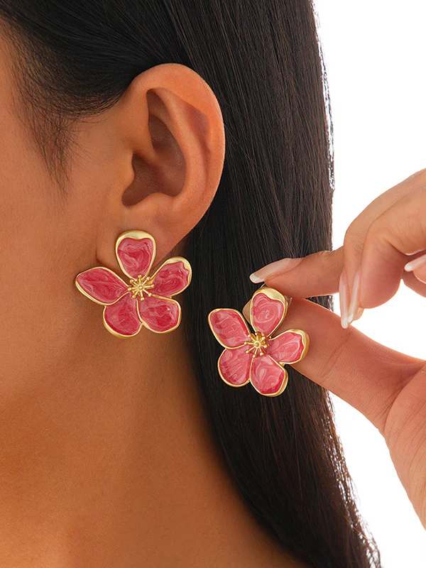Flower Shape Tasseled Drop Earrings - Image 3