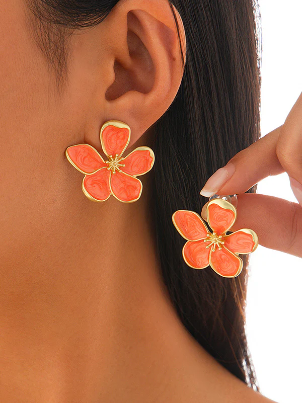 Flower Shape Tasseled Drop Earrings - Image 4