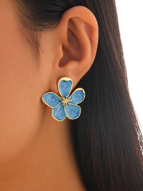 Flower Shape Tasseled Drop Earrings - Image 6