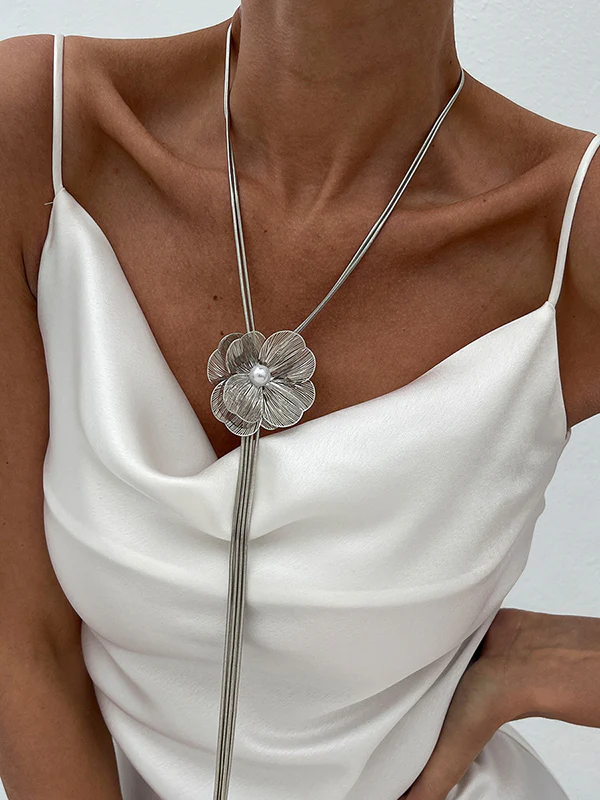 Flower Shape Tasseled Necklaces Accessories - Image 2