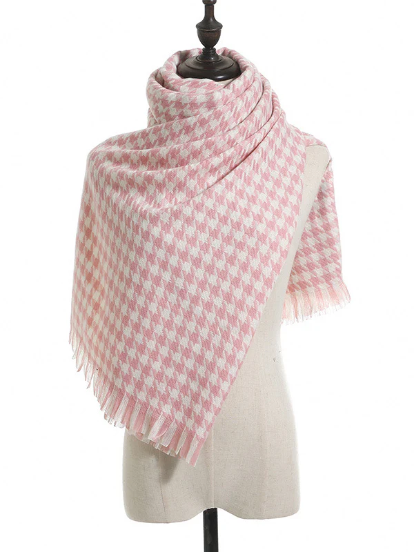 Fringed Houndstooth Keep Warm Shawl&Scarf - Image 10