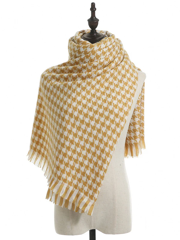 Fringed Houndstooth Keep Warm Shawl&Scarf - Image 13