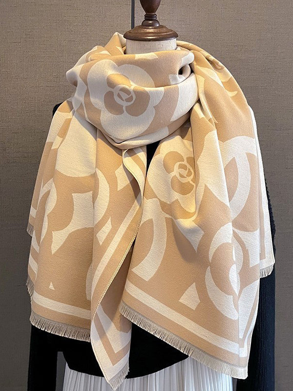 Fringed Keep Warm Knitted Flower Shawl&Scarf - Image 3