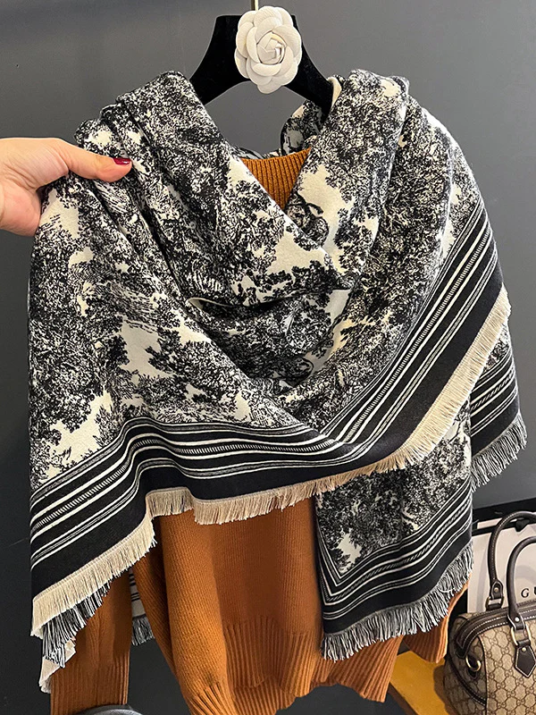 Fringed Keep Warm Printed Shawl&Scarf - Image 5