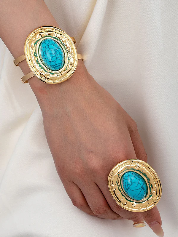 Geometric Bracelet + Rings Accessories Two Pieces