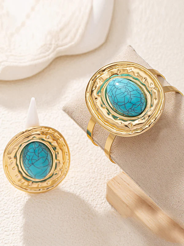 Geometric Bracelet + Rings Accessories Two Pieces - Image 3