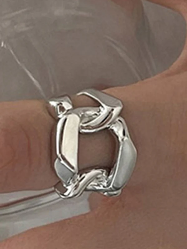 Geometric Chain Shape Solid Color Rings Accessories - Image 2