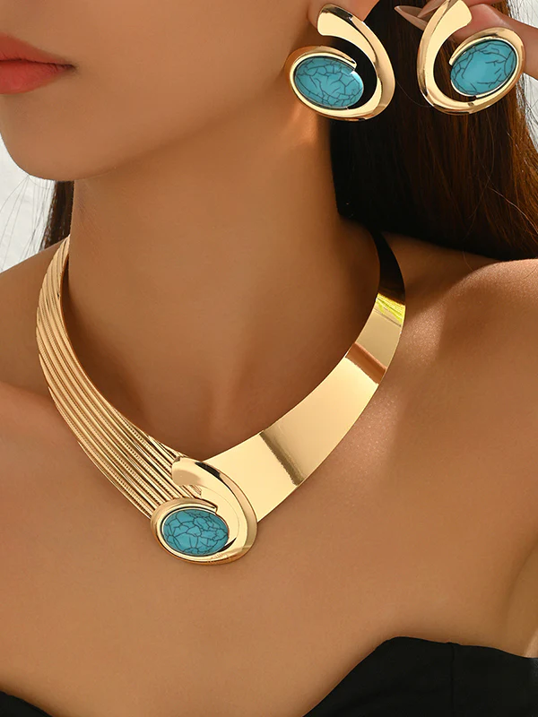Geometric Drop Earrings Necklaces Accessories - Image 2