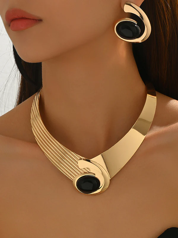 Geometric Drop Earrings Necklaces Accessories - Image 4