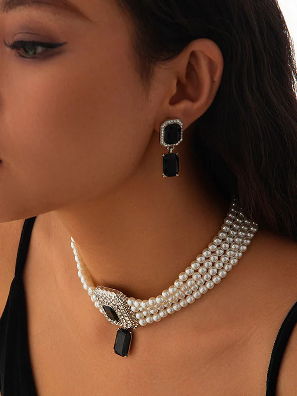 Geometric Drop Earrings Necklaces Accessories - Image 10