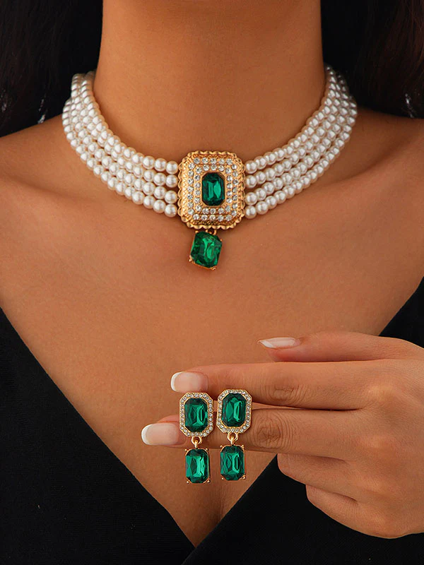 Geometric Drop Earrings Necklaces Accessories - Image 3