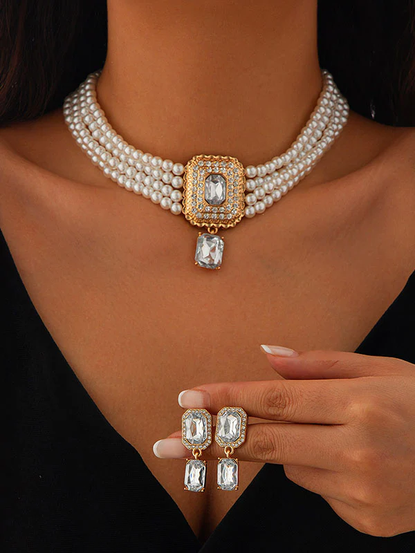 Geometric Drop Earrings Necklaces Accessories - Image 5