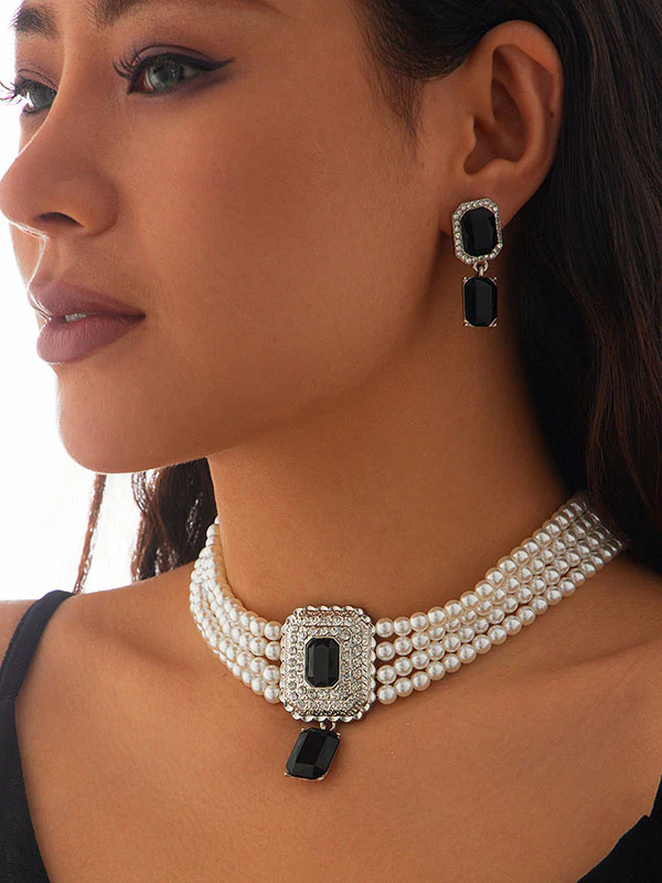 Geometric Drop Earrings Necklaces Accessories - Image 7