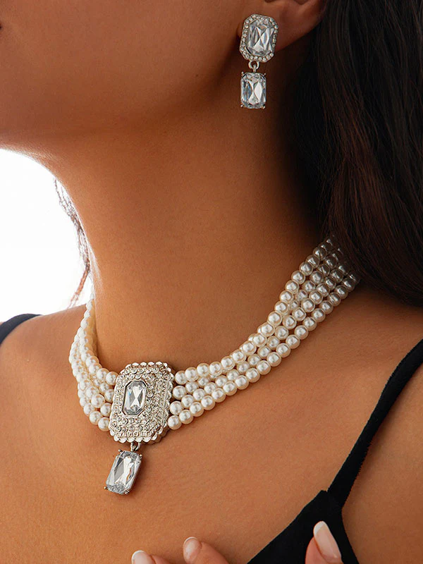 Geometric Drop Earrings Necklaces Accessories - Image 8