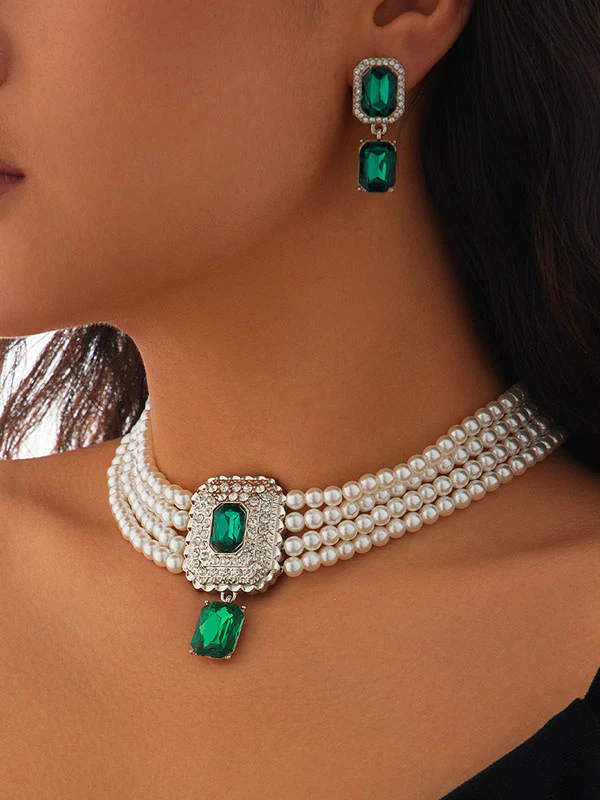 Geometric Drop Earrings Necklaces Accessories - Image 9