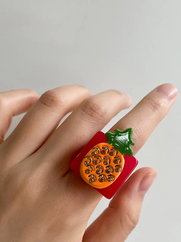 Geometric Fruit  Rhinestone Rings Accessories - Image 3