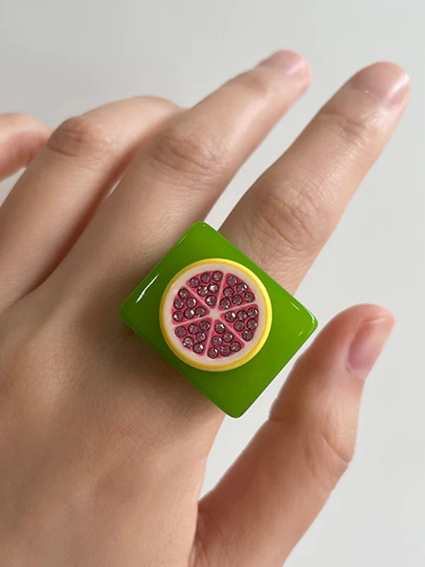 Geometric Fruit  Rhinestone Rings Accessories - Image 4