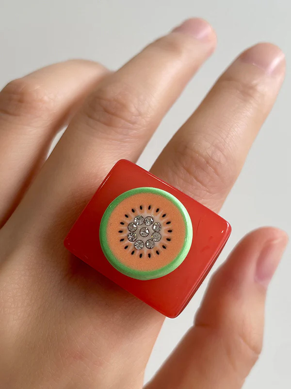 Geometric Fruit  Rhinestone Rings Accessories - Image 6
