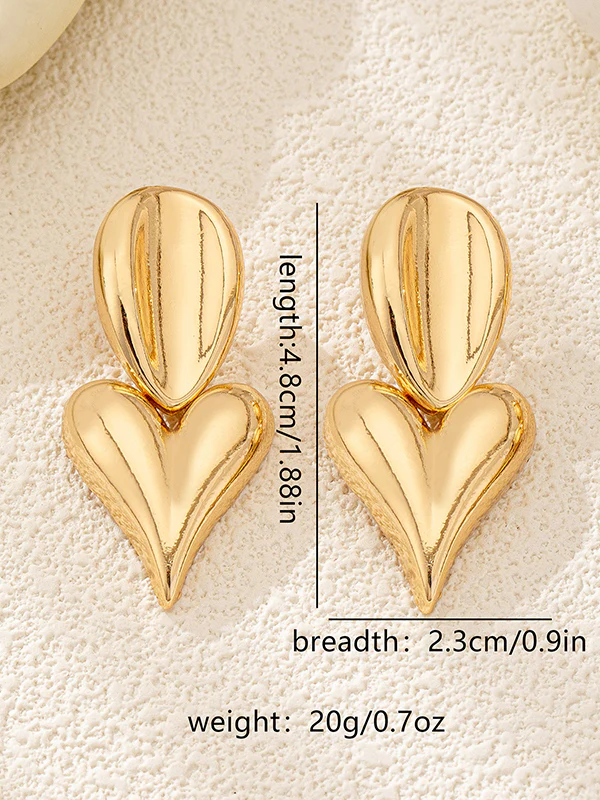 Geometric Heart Shape Drop Earrings - Image 5