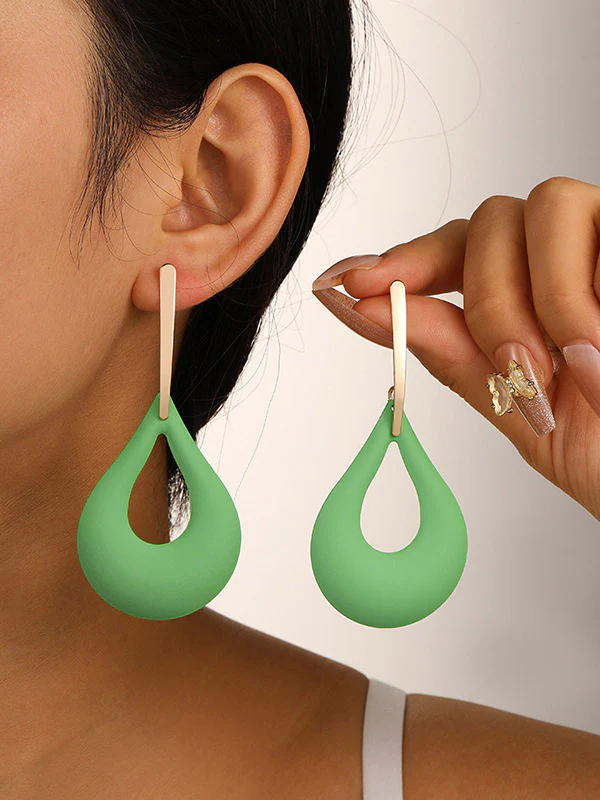 Geometric Hollow Drop Earrings - Image 2