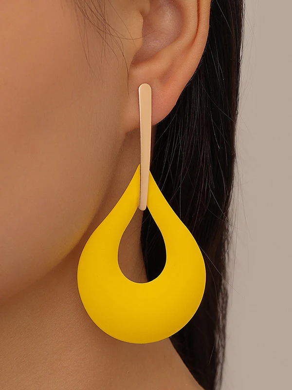 Geometric Hollow Drop Earrings - Image 3