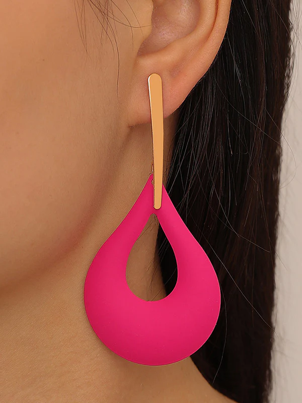 Geometric Hollow Drop Earrings - Image 4