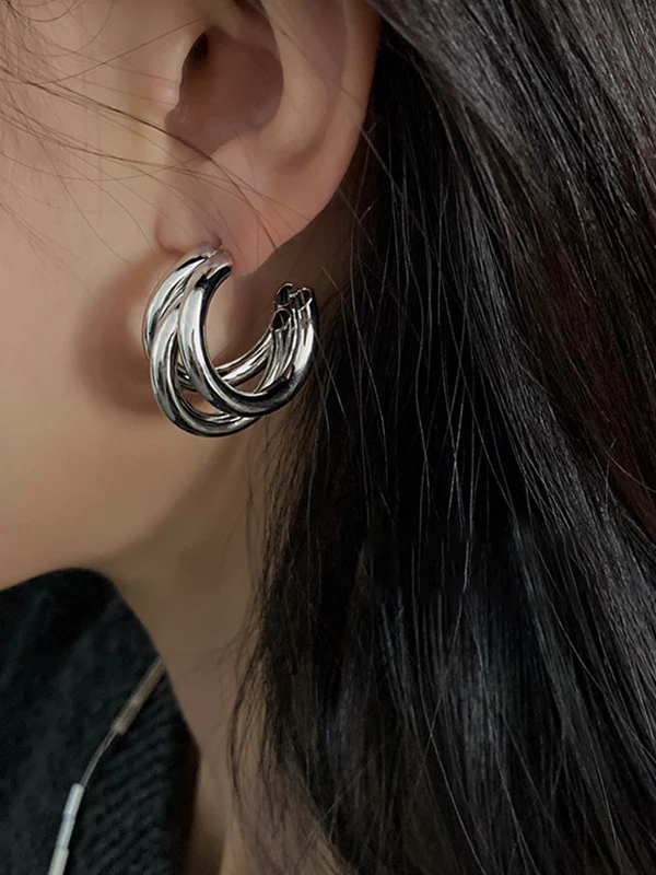 Geometric Hollow Hood Solid Color Earrings Accessories - Image 4