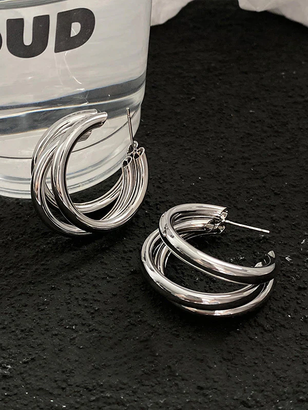 Geometric Hollow Hood Solid Color Earrings Accessories - Image 5