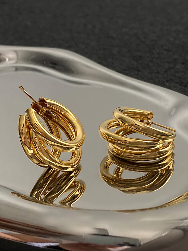 Geometric Hollow Hood Solid Color Earrings Accessories - Image 6