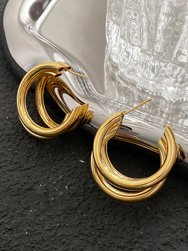 Geometric Hollow Hood Solid Color Earrings Accessories - Image 7