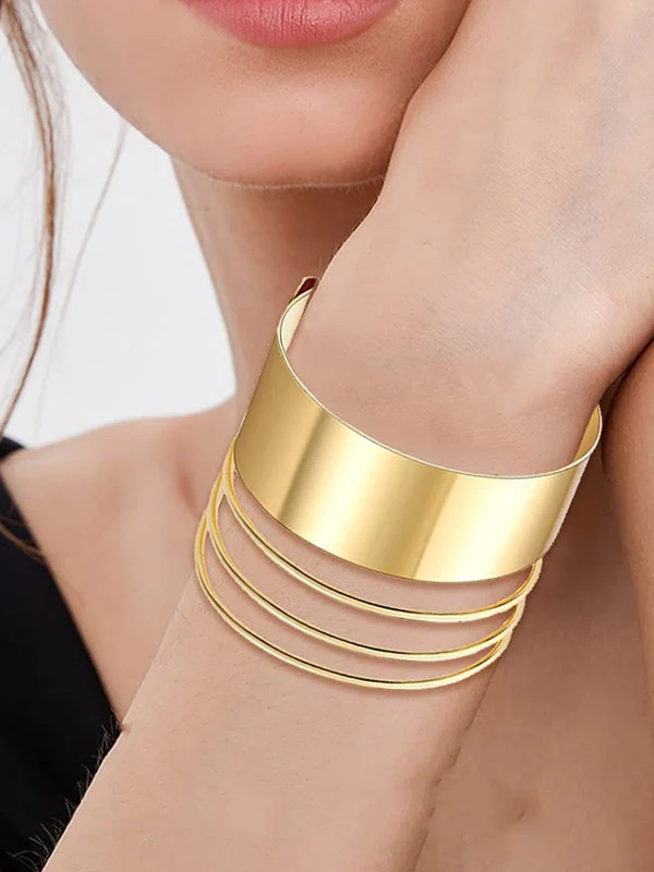 Geometric Hollow Solid Color Bracelet Accessories - Image 2