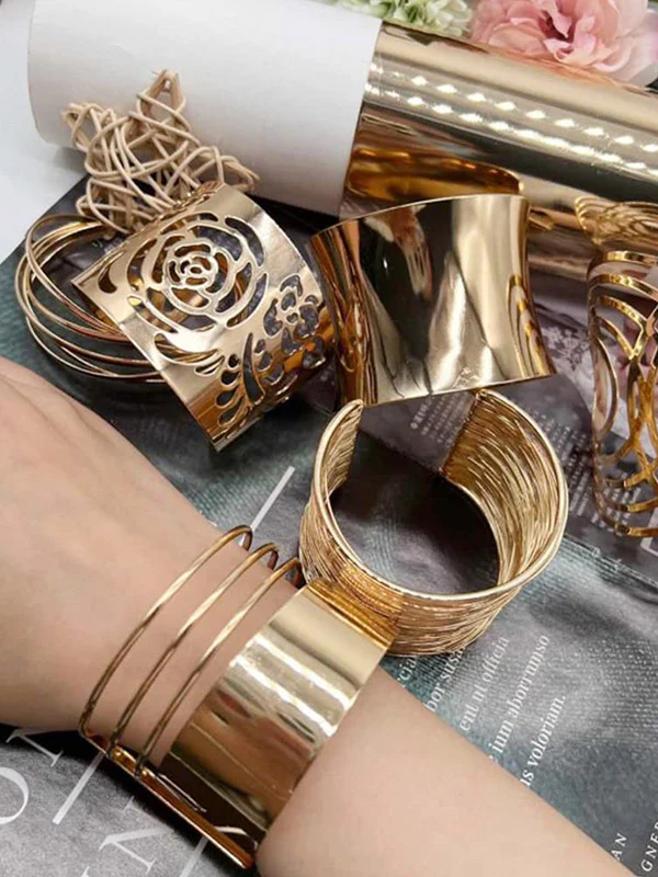 Geometric Hollow Solid Color Bracelet Accessories - Image 4