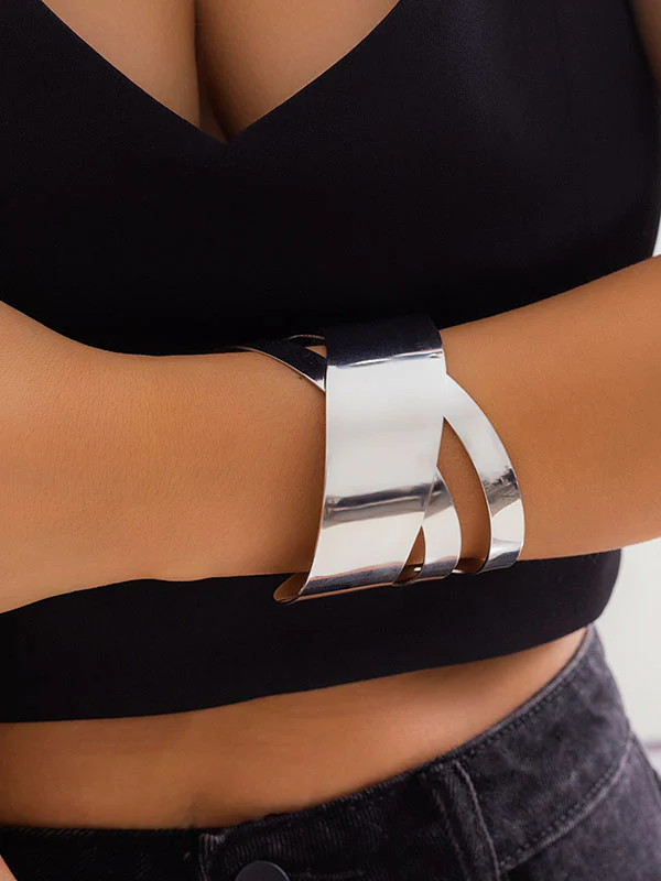 Geometric Hollow Solid Color Bracelet Accessories - Image 2