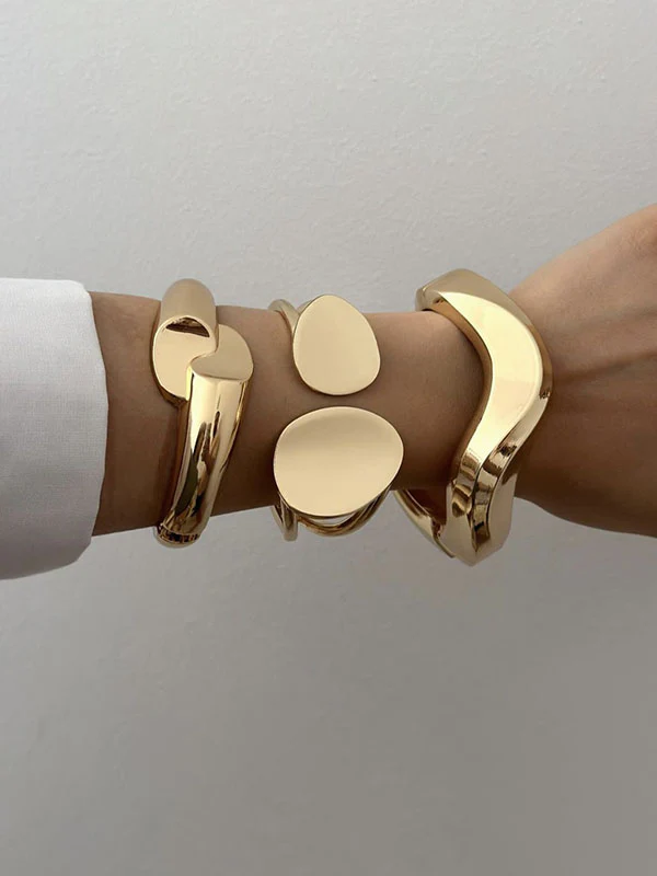 Geometric Hollow Solid Color Bracelet Accessories - Image 3