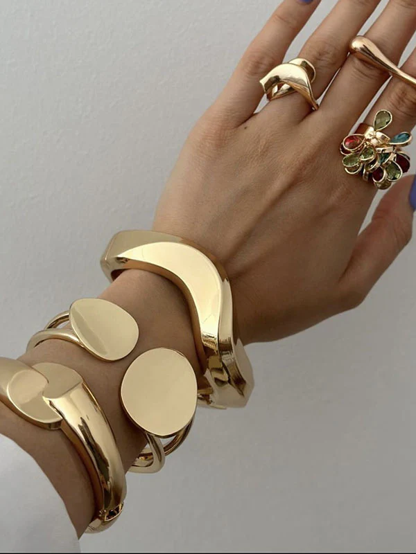Geometric Hollow Solid Color Bracelet Accessories - Image 4