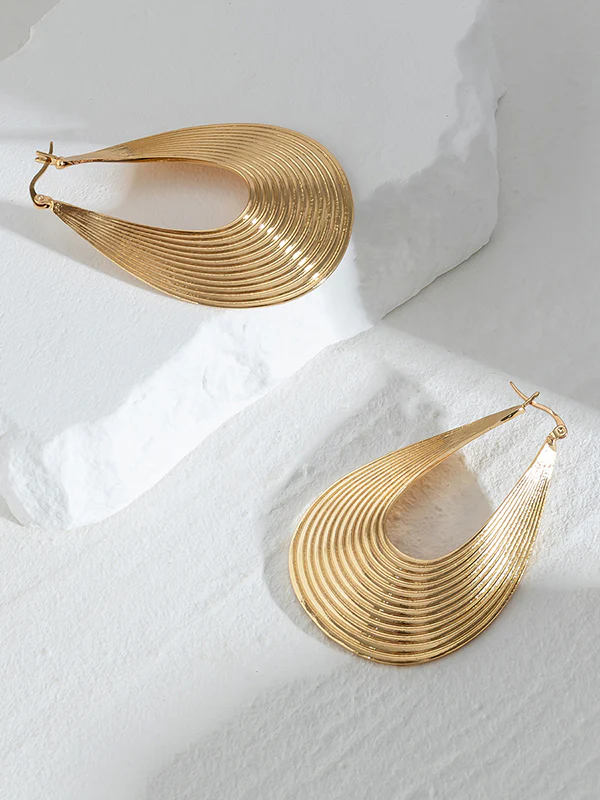 Geometric Hollow Solid Color Drop Earrings - Image 10